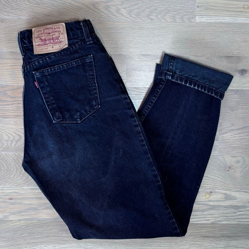 VTG 90s Levi’s 560 High Rise Tapered Jeans USA Made Faded Black Womens Size 27 - Picture 5 of 7